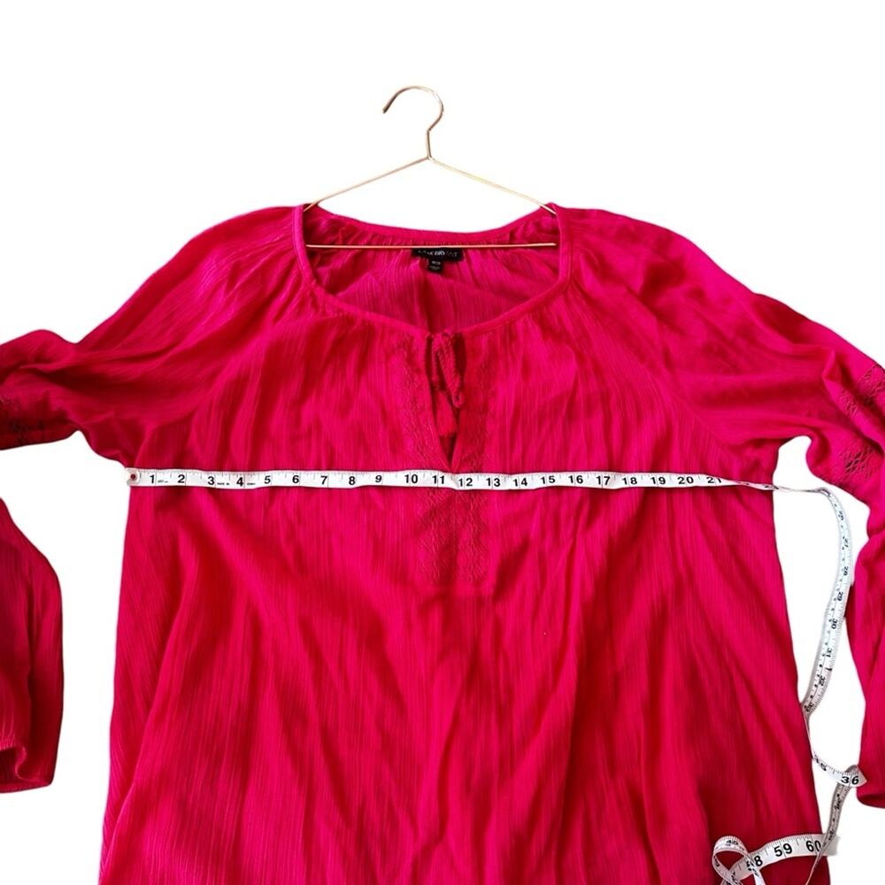 Lane Bryant Pink Crochet Keyhole Peasant Blouse Long Sleeve - Picture 6 of 7